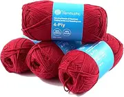 [Yarntastic] 50g x 4 Balls in a Pack, 4 Ply Yarn, 16 Wraps per inch (About 2.5cm), 60% Cotton 40% Acrylic Blended, 43 Colour Choices; for Knitting, Crochet, Amigurumi, Baby Blanket, Clothing and Others