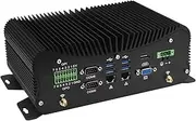 SJRC Fanless Industrial Mini PC with Core i5-1335U, 6 RS-232/485 COM Ports, DDR5 16GB RAM, 512GB M.2 NVMe SSD, 2.5GbE LAN, HD+VGA, 9-36V DC, 6 USB, WiFi, Win 11 Pro/Linux Support