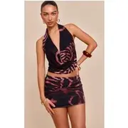 Brown Zebra Print Cowl Top, Brown