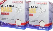 New White Knit T-Shirt Cleaning Rags - 50 lbs. Case 2 x 25 lbs. Compressed Boxes