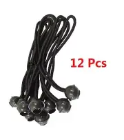 (12pc) 9" Black Ball BUNGEE Cord Tarp Bungee Tie Down Strap Bungi Canopy Straps