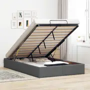vidaXL Ottoman Storage Bed Frame without Mattress Dark Grey King Single Fabric