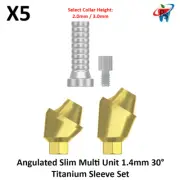 5x Dental Angulated Slim Multi Unit 1.4mm 30° Int Hex 2.0 Titanium Sleeve Set