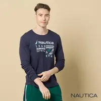 在飛比找momo購物網優惠-【NAUTICA】男裝 品牌LOGO印花長袖T恤(深藍)