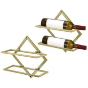 2pack Wall Mounted Wine Rack Metal Wine Bottle Holder for Home Bar Kitchen Gold