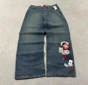 Vintage Y2K Ecko royals patchwork widelegged baggy denim jeans Size Men’s 36x37