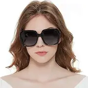 [MuJaJa] Classic Oversized Womens Sunglasses Polarized UV Protection Fashion Large Square Gradient Frame Design Eyewear