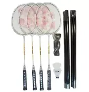 Yonex 4 Player Badminton Set (4 Racquets, Poles, Net & Nylon Shuttles) - GR303