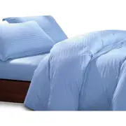 Striped Blue Bed Quilt Cover Set 3 Piece