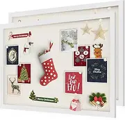 Yettsoy Cork Board Bulletin Board 18" x 24", 2-Pack Large Linen Corkboards with Frame for Walls, Cute Picture Display Pin Board Vision Board for Room School Office Bedroom 40 Pushpins Vintage White