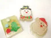 Lot of 3 World Market Crystal Soap Holiday Theme Santa Snowman and Tree RARE