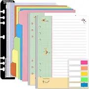 Rancco A5 Refill Paper, Colorful 6-Rings Binder Papers, Filofax Notebook Inserts, Loose-Leaf Binder Paper for Planner Journal Diary, 90 Pages, Double-Sided Writing, 8.3x5.5", College Ruled
