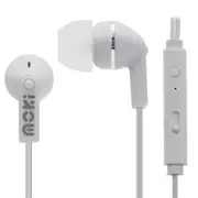 Moki Noise Isolation Earbuds with microphone & control - WHITE