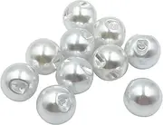50pcs 10mm White Pearl Buttons for Sewing Shirt Skirt Dress Sweater Crafts Bulk with Hole PT992