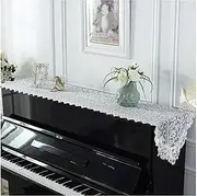 Grand Piano Cover, Upright Top Cover, Fashionable Luxury Lace Embroidery Electronic Piano Cover White Fabric Piano Half Cover Universal Minimalist Modern Dust Cover