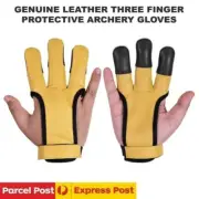 3 FINGERS ARCHERY PROTECT LEATHER ARROW PULL BOW HUNTING SHOOTING GLOVES, CAMEL