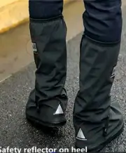 Houihua Black Nylon Waterproof Boot Covers , Reflective, Non-Slip, Foldable, XL