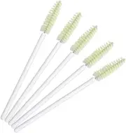 Namzi 100 Pcs Disposable Eyelash Mascara Brushes for Eye Lashes Extension Eyebrow and Makeup (White rod green head)