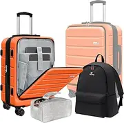 [KEYTANG] Explorer 20" Lightweight Hardside Expandable Luggage Spinner Wheels Carry on with Backpack and Makeup Bag