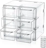 Makeup Organiser Storage, Clear Acrylic Jewellery Storage Box, Cosmetic Organiser Drawers, Makeup Organizer Storage Drawers, Earring Storage Organiser Box with 6 Drawers for Rings Necklace Make Up
