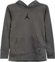 [Jordan] Jumpman Big Boys' Dri-Fit Thermal Pullover Hoodie - Premium Warmth, Moisture-Wicking, Iconic Style, Carbon Heather, Large