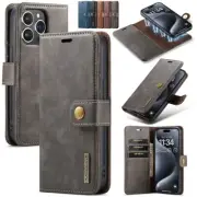For iPhone 15 14 13 12 11 Pro Max XS XR Detachable Magnetic Leather Wallet Case