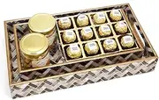 Jaiccha Ghasitaram Set of 2 Printed Blue Trays of Channa Laddoos, Roasted Cashews and Almonds Jars|Diwali Gift,Holi,Rakhi,Valentine,Christmas,Birthday,Anniversary,Her,Him|