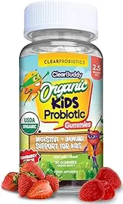 Clear Buddy Kids Probiotic – Soft and Chewy Fiber Gummies for Kids – with Immunity Boosting Bacillus Subtilis for Improved Digestion and Regularity (1 Bottle)