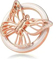 Doflyesky Magnetic Phone Grip for MagSafe, Butterfly Phone Grip Holder Finger Kickstand, Adapter Ring for MagSafe Included (Rosegold White)