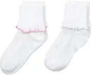 [Jefferies Socks] Big Girls' Seamless Ripple Edge Socks (Pack of 2)