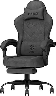 PZDO Gaming Chair Computer Chair with Footrest, Technology Fabric Ergonomic Gamer Chair for Adults, PC Office Chair with Headrest & Lumbar Support, Reclining Chair, Home,Teens, Kids (Black)