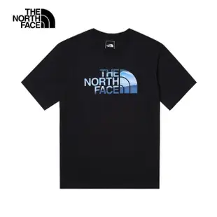 【The North Face 官方旗艦】北面男款黑色純棉品牌風景LOGO寬鬆短袖T恤｜88GMJK3