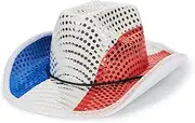 [OVOY] Independence Day LED Light Up Cowboy Hat for Men Women, 4th of July Red White Blue Western Cowgirl Hat with Sequins