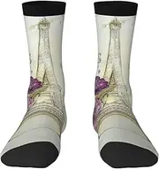 [JEJEA] Eiffel Tower1 print Socks For Men and Women Men's Moisture Control Crew Socks Gifts For Golf, Hunting, Camping
