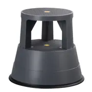 Giantex Single Step Stool Non-Slip Stool w/Casters Rubber Band Round ladder Foot Stool for Kitchen Bathroom Grey