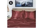 Burgundy 1000TC Silk Silky Feel Satin Sheet Set