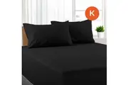 King Size Black Color Poly Cotton Fitted Sheet + Pillowcase