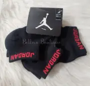 3 PAIRS 23 JUMPMAN AIR JORDAN BLACK LOW-CUT KIDS SOCKS, SZ 7C-10C