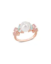 Rina Limor 18K Rose Gold Over Silver 1.43 ct. tw. Gemstone 8.5-9mm Pearl Cocktail Ring