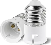 Lamptobe E27 to B22 Adapter Converter, Max Power 60W Screw to Bayonet Bulb Adapter ES to BC Lamp Base Adapter for LED Bulbs, Incandescent Bulbs, CFL Bulbs, AC100-250V (2 Packs)