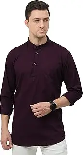 [Miraan] Men's Casual Cotton Short Kurta Shirt with Mandarin Collar (SIGSHORTKURTA)