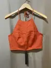 NWT House of Harlow Women Linen Rayon Smocked Tassel Halter Crop Top SZ 4 Orange