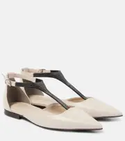 [Brunello Cucinelli] Brunello Cucinelli Monili leather flats AU 6 white