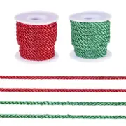 2Rolls 5mm Christmas Polyester Cord Set Twisted Cord Finding 4.37 yards(4m)/roll