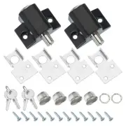 2 Set Sliding Window Locks Push-In Sliding Window Security Lock with Keys Black