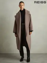 Reiss Mink Neutral Bridget Petite Wool-Blend Blindseam Coat (E86181) | $775