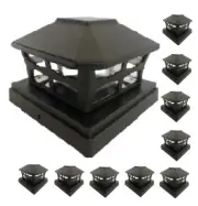 10 Pcs Black Solar Garden Cap Post Light 6X6 Plastic 2 Bright SMD LED Cap Light