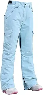 QIULAO Men's and Women's Ski Trousers, Single-Board and Double-Board Cold-Resistant and Breathable Snow Pants, Winter Outdoor Slim and Warm Couple Ski Pants (Color : Blue, Size : M)