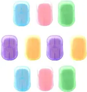 Daseeme Travel Portable Disposable Soap Flakes with Storage Box Container 200Pcs Soap Papers Scented Foaming Mini Paper Soap Hand Washing Cleaning Supplies