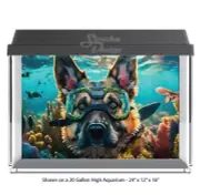 Scuba Diving Cute Dog Polyester Fish Tank Glass Backdrop Aquarium Background